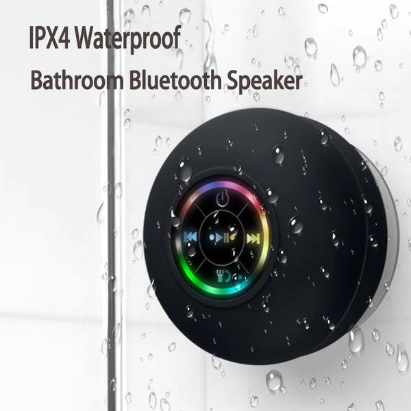 Mini Waterproof Bluetooth Shower Speaker with RGB Light