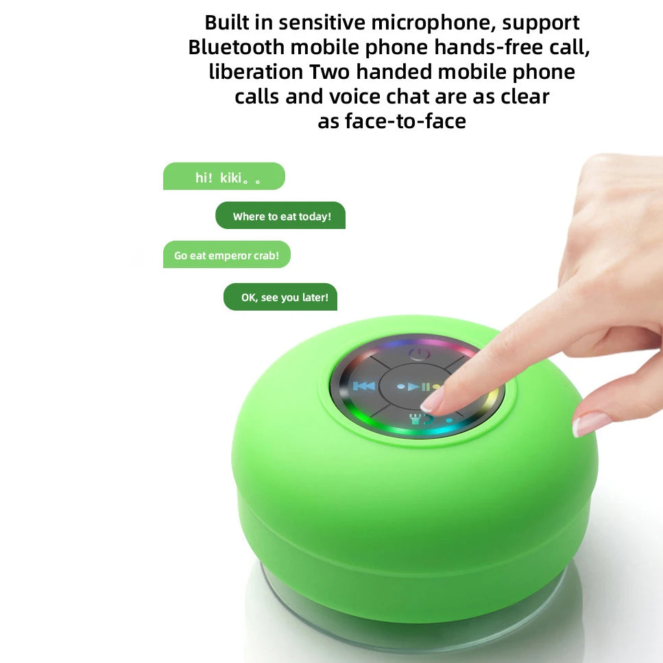 Mini Waterproof Bluetooth Shower Speaker with RGB Light