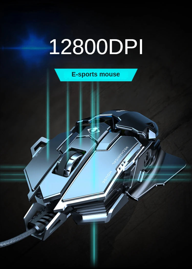 Wired Mechanical Gaming Mouse – 9-Key, 12800 DPI RGB