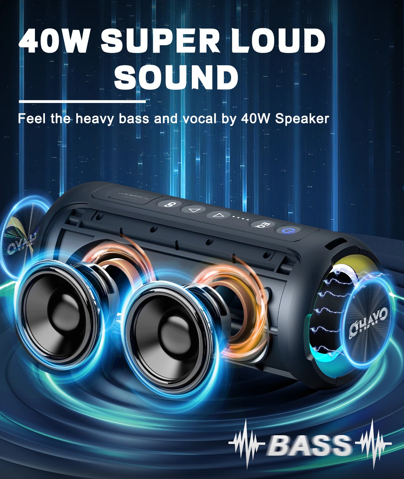 Ortizan 40W Portable Bluetooth Speaker with Deep Bass