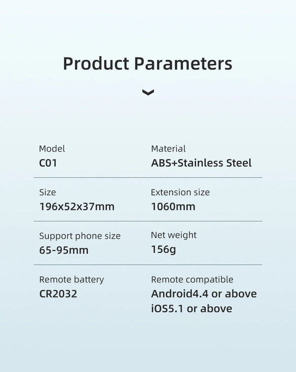 W&O C01 Selfie Stick Tripod with Wireless Stabilizer