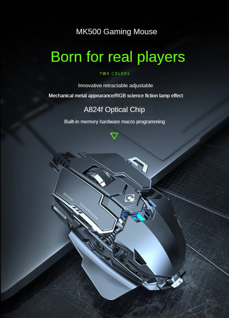 Wired Mechanical Gaming Mouse – 9-Key, 12800 DPI RGB