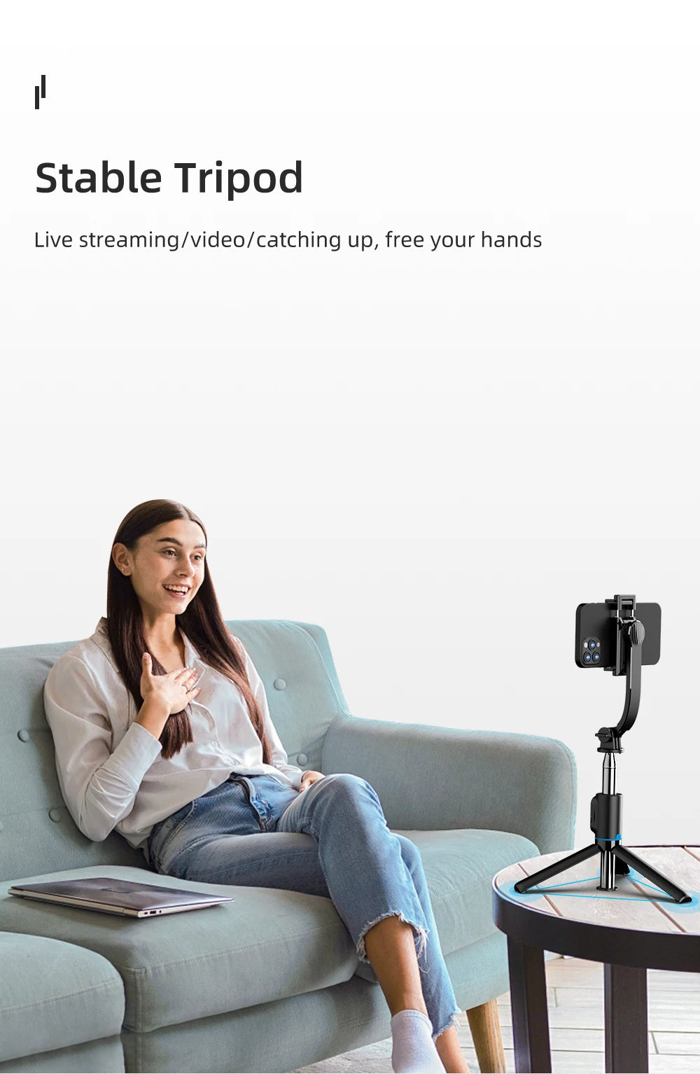 W&O C01 Selfie Stick Tripod with Wireless Stabilizer