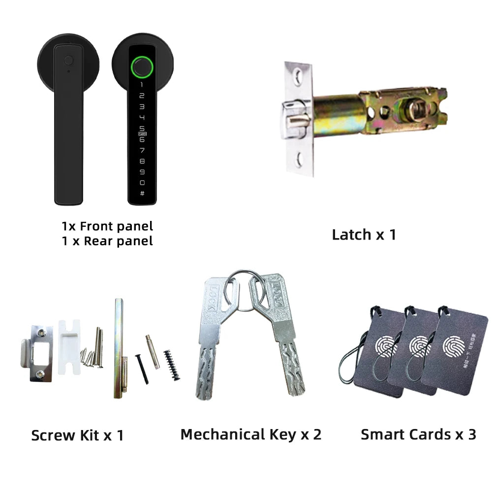 RAYKUBE Tuya BLE Fingerprint Door Lock | Digital Electronic Lock with Password, Key, IC Card, Smartlife & Tuya APP Unlock