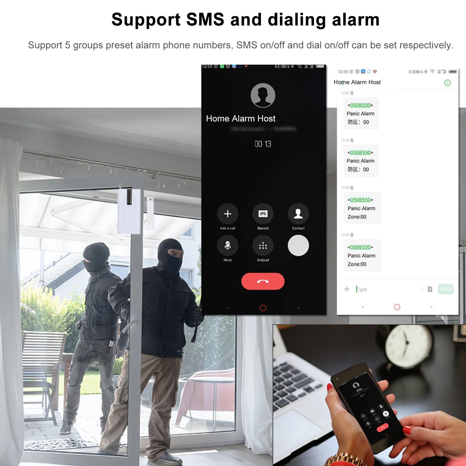 Smart Home Alarm System | 433MHz GSM Wireless WiFi Security with Tuya App, Alexa & Google Home Compatible