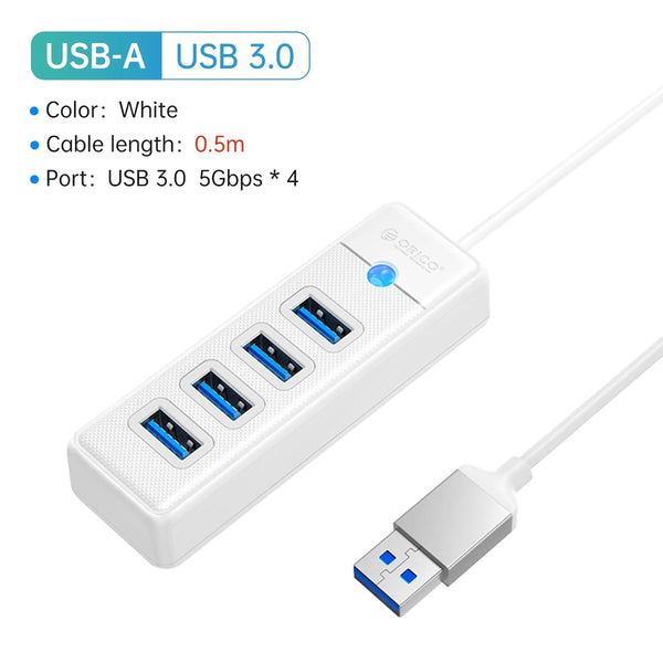 ORICO 5Gbps USB 3.0 Hub | 4-Port High-Speed Mini Splitter OTG Adapter for Desk, PC, HUAWEI, Xiaomi