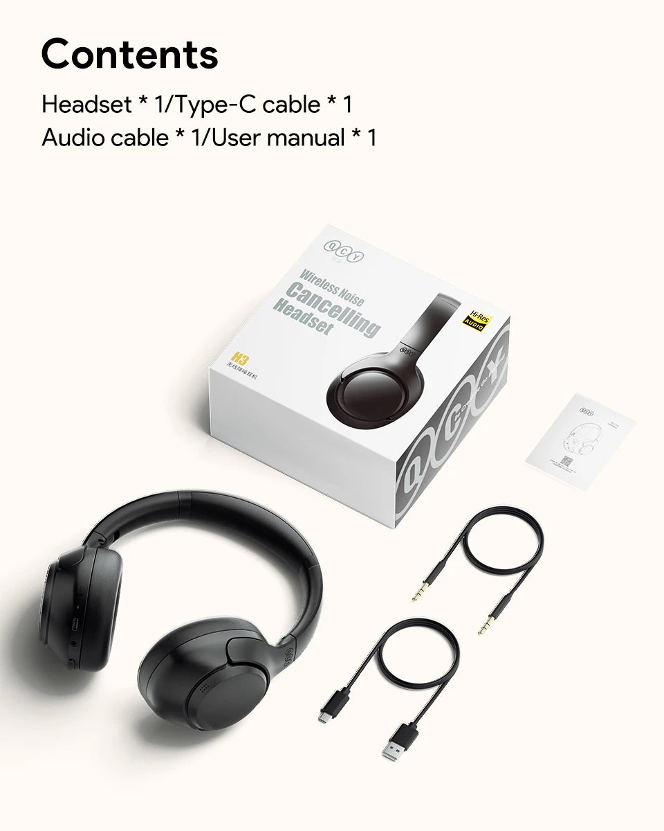 QCY H3 ANC Wireless Headphones – Bluetooth 5.4, 60H Playtime