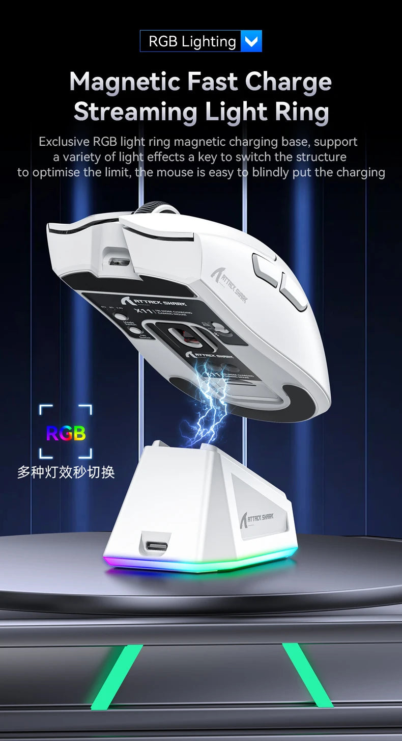 Attack Shark X11 Wireless Gaming Mouse – 22K DPI, Tri-Mode, RGB