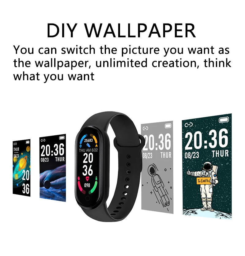 M6 Smart Watch | Fitness Tracker for Men & Women, Heart Rate & Blood Pressure Monitor, Waterproof Sports Band
