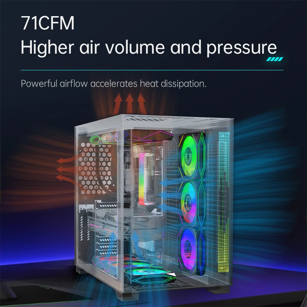 120mm ARGB CPU Fan | 800-1800RPM, 4pin PWM, Silent, 71 CFM Airflow for Computer Case