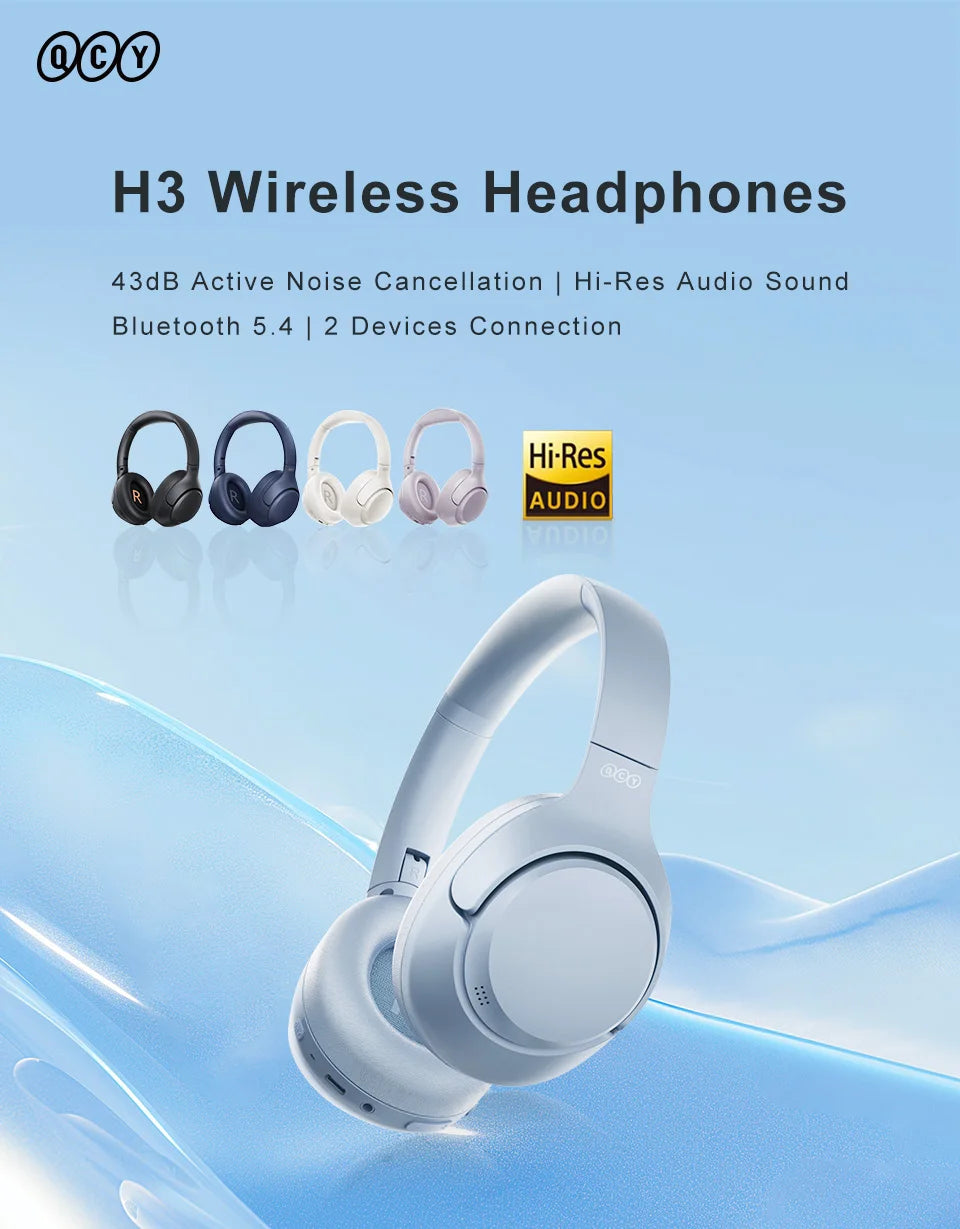 QCY H3 ANC Wireless Headphones – Bluetooth 5.4, 60H Playtime