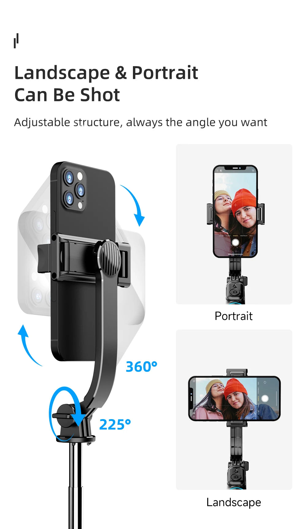 W&O C01 Selfie Stick Tripod with Wireless Stabilizer