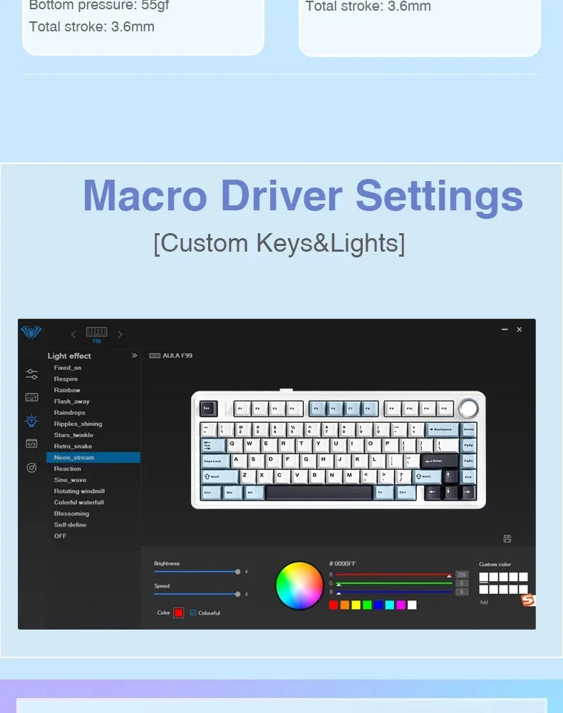 AULA F75 Gaming Mechanical Keyboard – 75% Layout, Tri-Mode, RGB