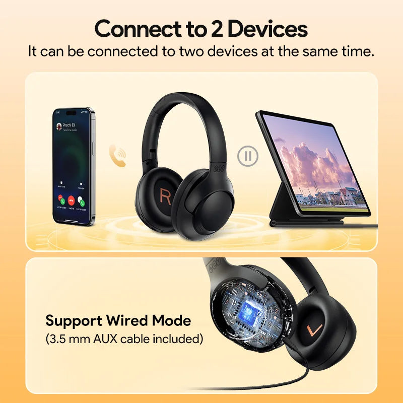 QCY H3 ANC Wireless Headphones – Bluetooth 5.4, 60H Playtime