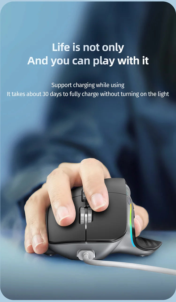 Multi-Device Wireless Mouse – Bluetooth 5.0/3.0 & 2.4G, Ergonomic Design