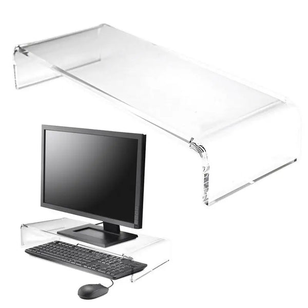 Acrylic Monitor Stand Riser | Transparent Height Adjustable Base for Computer, Keyboard, and Laptop