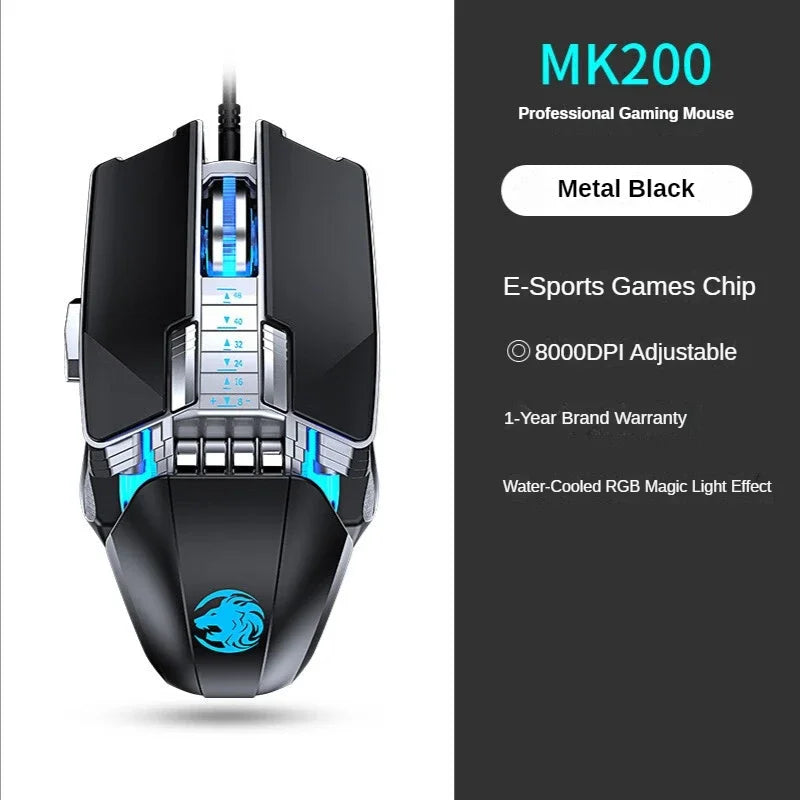 Wired Mechanical Gaming Mouse – 9-Key, 12800 DPI RGB