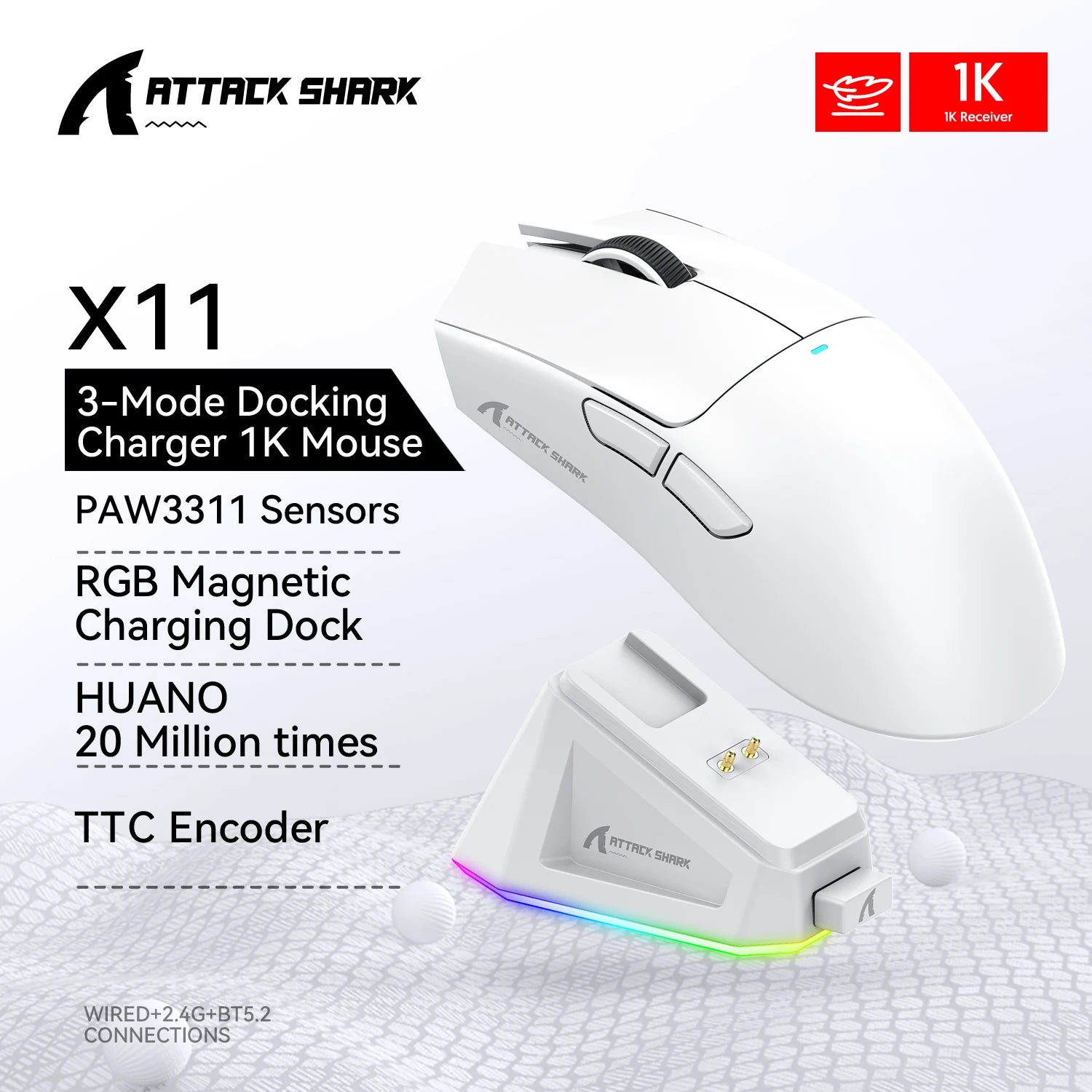Attack Shark X11 Wireless Gaming Mouse – 22K DPI, Tri-Mode, RGB