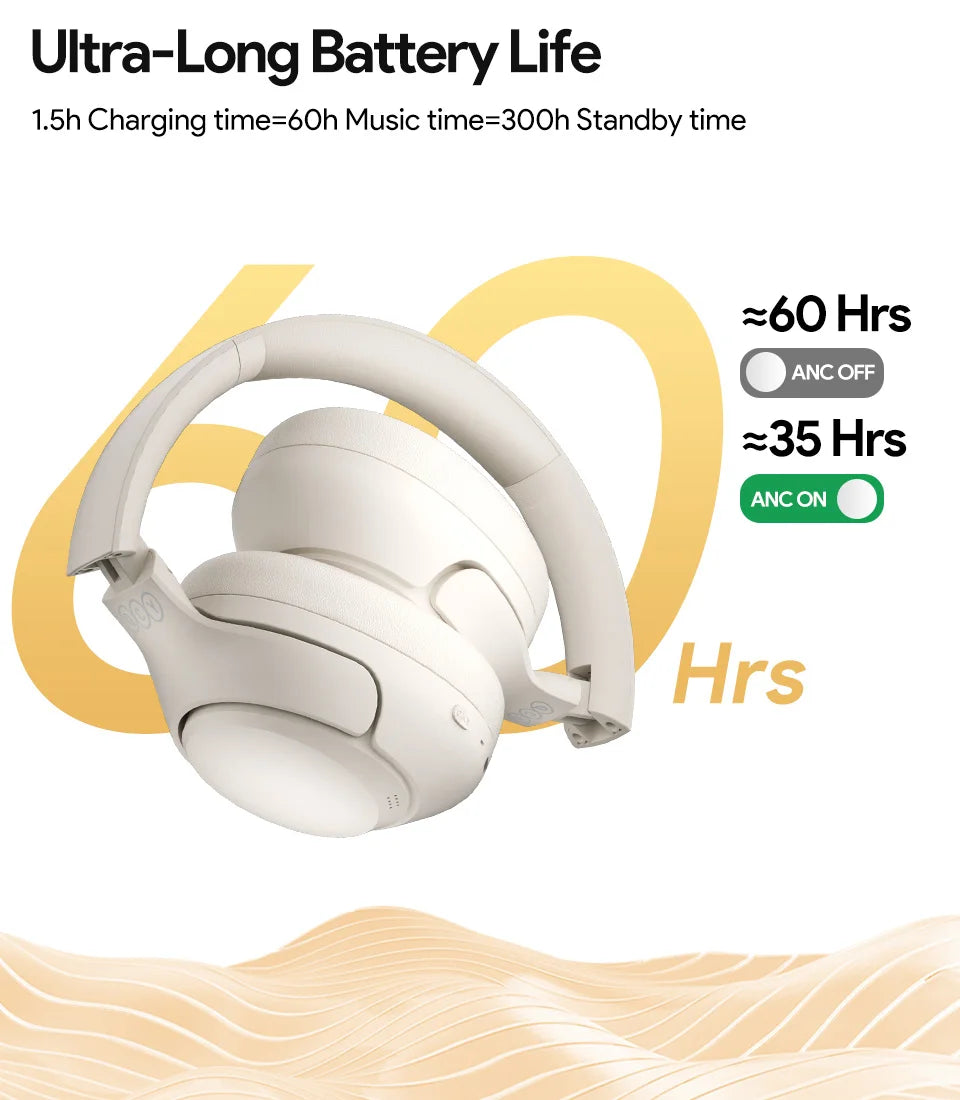 QCY H3 ANC Wireless Headphones – Bluetooth 5.4, 60H Playtime