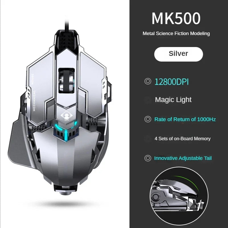 Wired Mechanical Gaming Mouse – 9-Key, 12800 DPI RGB