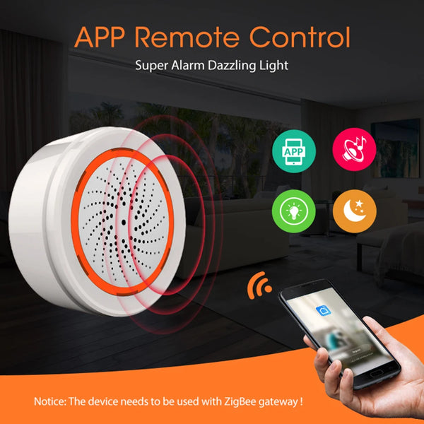 Sound & Light Sensor Smart Alarm Siren | 90dB Siren with App Remote Control for Home Security