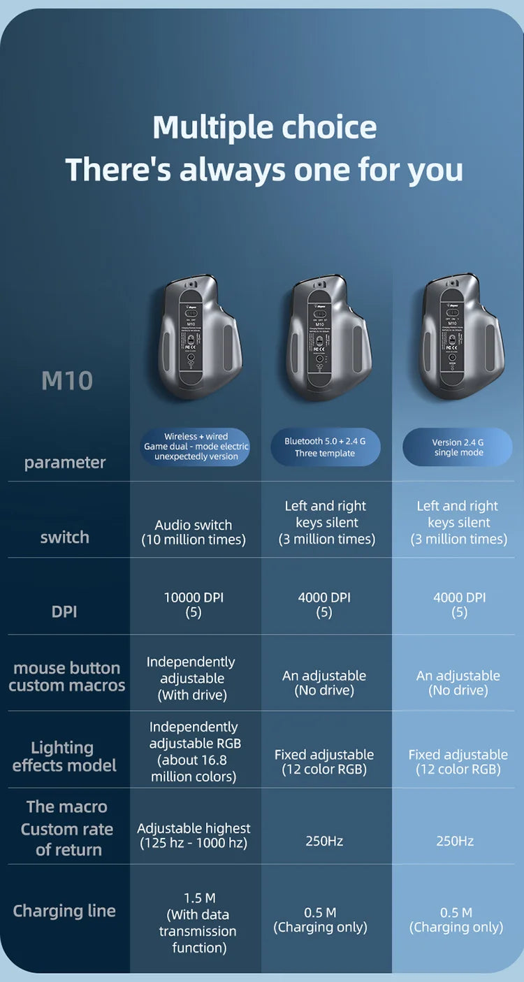 Multi-Device Wireless Mouse – Bluetooth 5.0/3.0 & 2.4G, Ergonomic Design