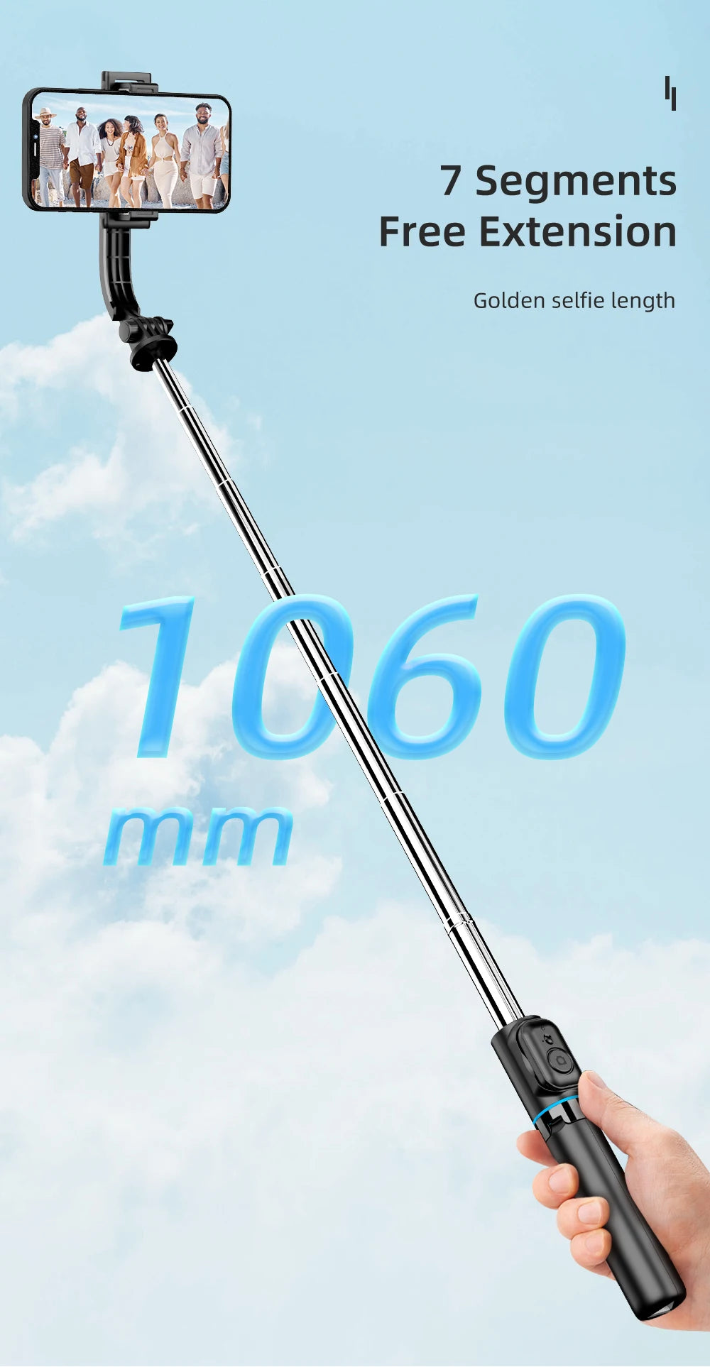 W&O C01 Selfie Stick Tripod with Wireless Stabilizer