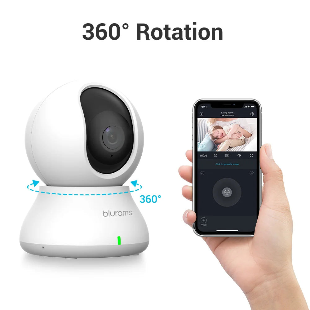 Blurams 2K Indoor PTZ WiFi Camera with 2-Way Talk