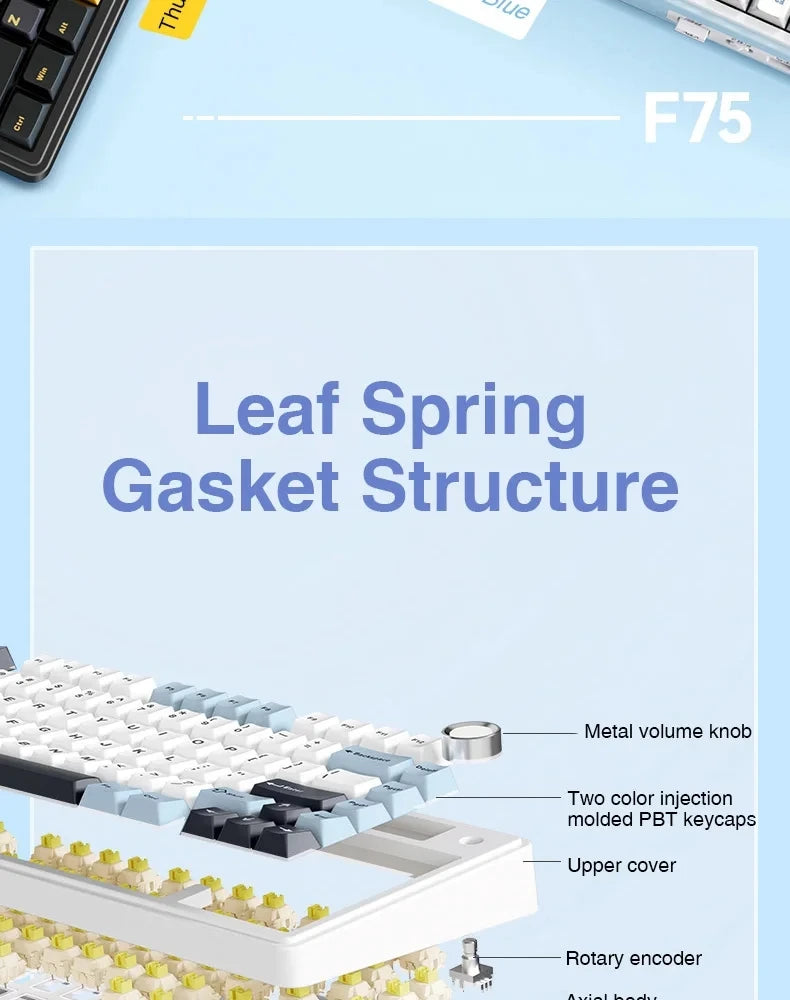 AULA F75 Gaming Mechanical Keyboard – 75% Layout, Tri-Mode, RGB