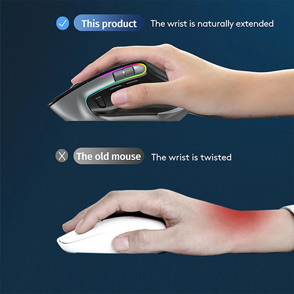 Multi-Device Wireless Mouse – Bluetooth 5.0/3.0 & 2.4G, Ergonomic Design