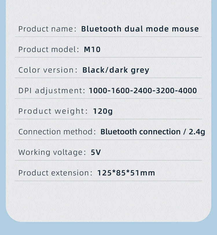 Multi-Device Wireless Mouse – Bluetooth 5.0/3.0 & 2.4G, Ergonomic Design