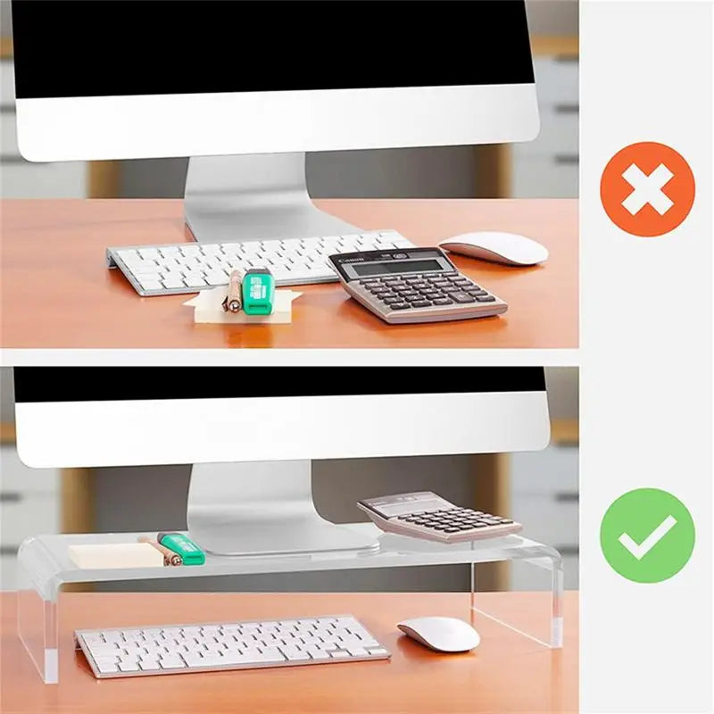 Acrylic Monitor Stand Riser | Transparent Height Adjustable Base for Computer, Keyboard, and Laptop