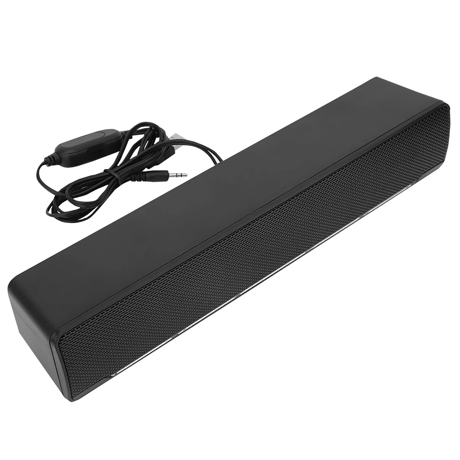 USB Wired Stereo Soundbar – Bass Music Speaker with 3.5mm Input for PC & Phones